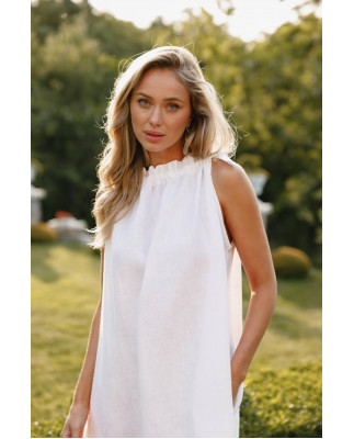 51 сарафан міді льняний на зав'язках на шиї