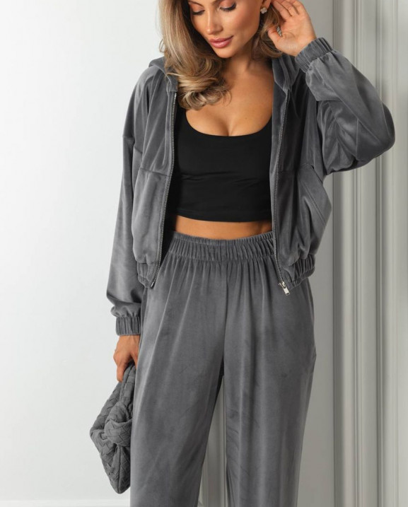 57 Велюровий костюм із капюшоном з прямими штанами