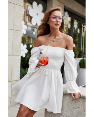 39 коротке лляне плаття на резинці