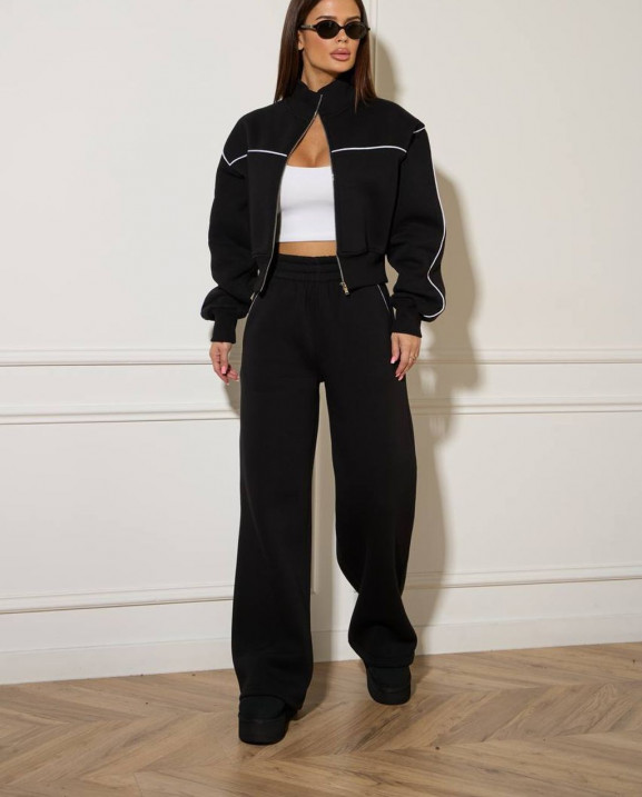 55/1 спортивний костюм на флісі з кантом котфта на блискавці зі штанами палацо